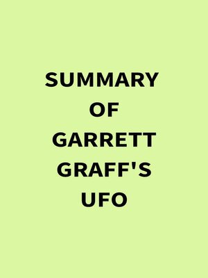 cover image of Summary of Garrett Graff's UFO
